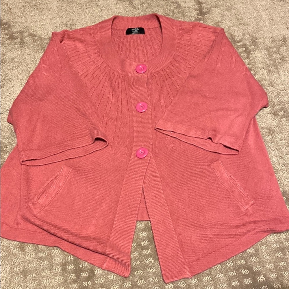 Studio 1940 Pink Cardigan with Three-Quarter Sleeves